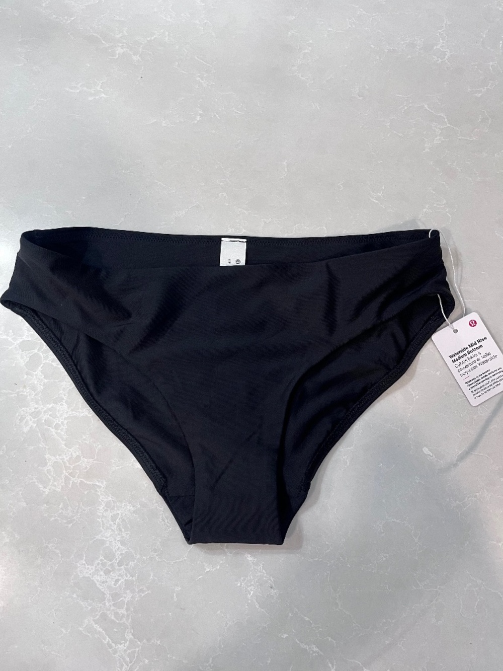 lululemon waterside mid rise black bikini bottoms swim